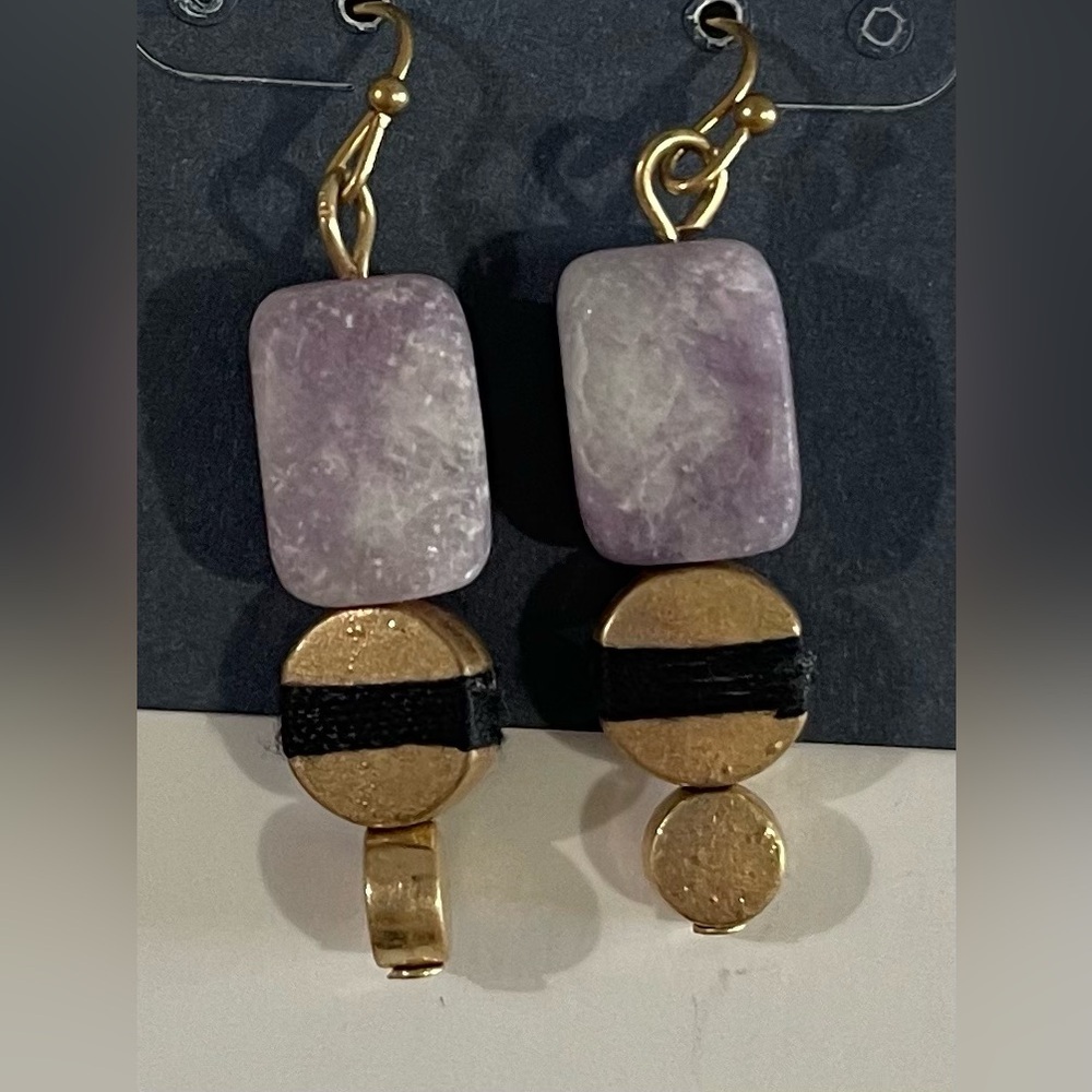NEW Universal Threads Elegant Gold and Purple Stone Earrings